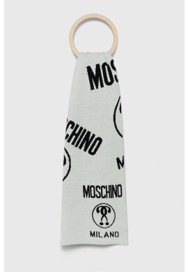 Moschino Шал с вълна в бяло с десен - Pepit.bg