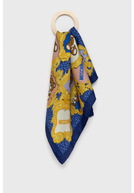 Moschino Копринен шал в тъмносиньо с десен - Pepit.bg