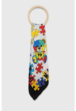 Moschino Копринено шалче в черно с десен - Pepit.bg