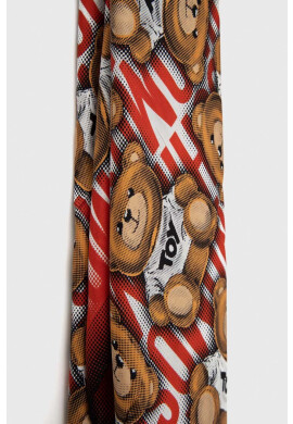Moschino Копринено шалче в червено с десен - Pepit.bg