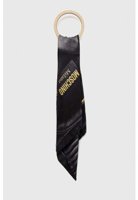 Moschino Копринено шалче в черно с десен - Pepit.bg