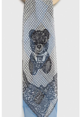 Moschino Копринено шалче в тюркоазено с десен - Pepit.bg