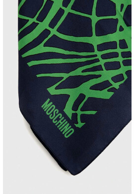 Moschino Копринено шалче в тъмносиньо с десен - Pepit.bg