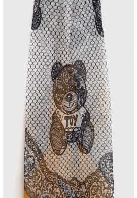 Moschino Копринено шалче в оранжево с десен - Pepit.bg