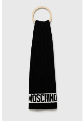 Moschino Шал мъжки в черно с изчистен дизайн - Pepit.bg