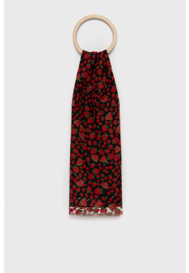 Moschino Шал с коприна в черно с десен - Pepit.bg