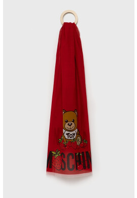 Moschino Шал с коприна в черно с десен - Pepit.bg