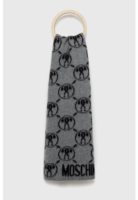 Moschino Шал с вълна в сиво с десен - Pepit.bg