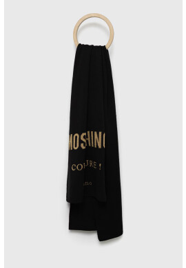 Moschino Шал с вълна в черно с десен - Pepit.bg