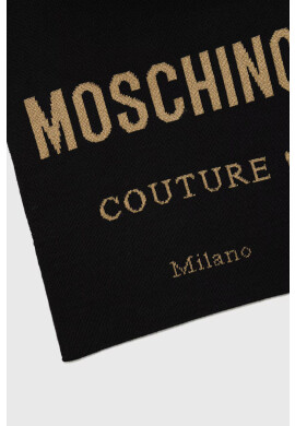 Moschino Шал с вълна в черно с десен - Pepit.bg