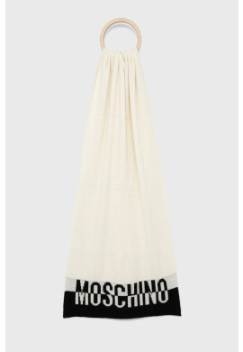 Moschino Шал с вълна в бяло с десен - Pepit.bg