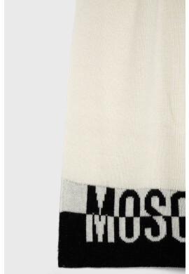 Moschino Шал с вълна в бяло с десен - Pepit.bg