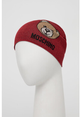 Moschino Шапка в червено с фина плетка - Pepit.bg