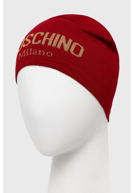 Moschino Шапка в червено с фина плетка - Pepit.bg