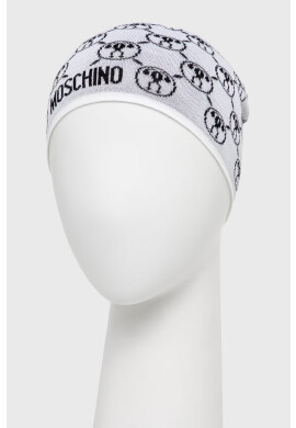 Moschino Шапка в бяло с фина плетка от вълна - Pepit.bg