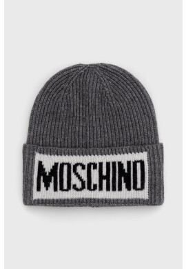 Moschino Шапка с вълна в сиво от плътен трикотаж - Pepit.bg