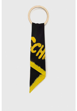 Moschino Тънък памучен шал в черно с десен - Pepit.bg