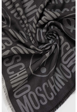 Moschino Тънък шал в сиво с десен - Pepit.bg