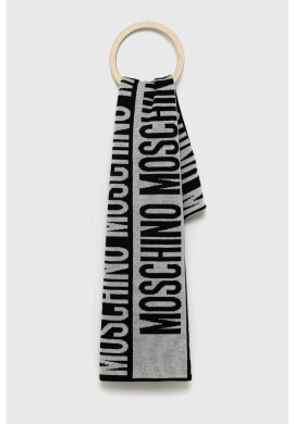 Moschino Вълнен шал в сиво с десен - Pepit.bg