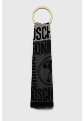 Moschino Вълнен шал в сиво с десен - Pepit.bg