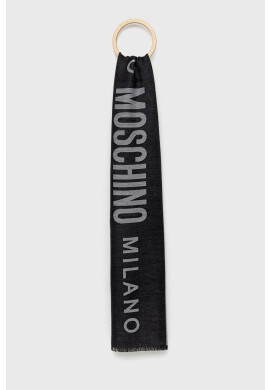 Moschino Вълнен шал в черно с десен - Pepit.bg