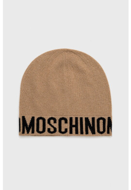 Moschino Вълнена шапка в бежово с фина плетка от вълна - Pepit.bg