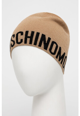 Moschino Вълнена шапка в бежово с фина плетка от вълна - Pepit.bg