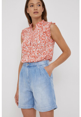 Mustang Дънкови къси панталони Pleated Shorts с изчистен дизайн с висока талия - Pepit.bg