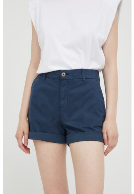 Mustang Къси панталони Chino Shorts в тъмносиньо с изчистен дизайн с висока талия - Pepit.bg