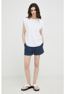 Mustang Къси панталони Chino Shorts в тъмносиньо с изчистен дизайн с висока талия - Pepit.bg
