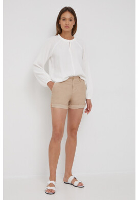 Mustang Къси панталони Chino Shorts в бежово с изчистен дизайн с висока талия - Pepit.bg