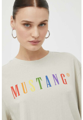 Mustang Памучна тениска в бежово - Pepit.bg
