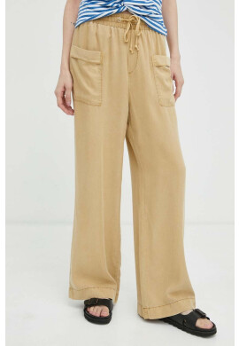 Mustang Панталон Style Drawstring Wide Leg в бежово със стандартна кройка с висока талия - Pepit.bg
