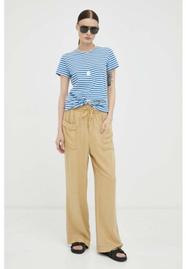 Mustang Панталон Style Drawstring Wide Leg в бежово със стандартна кройка с висока талия - Pepit.bg