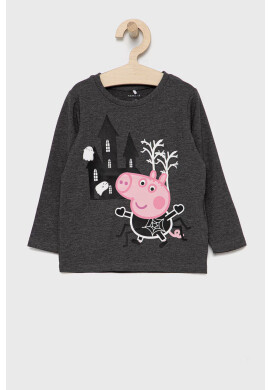 Name It Детска блуза с дълги ръкави x Peppa Pig в меланж на сиво - Pepit.bg