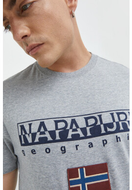 Napapijri Тениска в сиво с изчистен дизайн - Pepit.bg