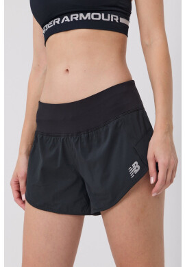 New Balance Къс панталон WS01239BK дамски в черно с изчистен дизайн със стандартна талия - Pepit.bg