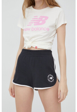 New Balance Къси панталони WS21800BK в черно с принт с висока талия - Pepit.bg
