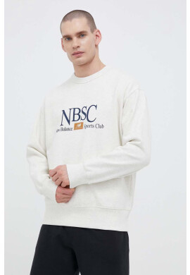 New Balance Памучен суичър в бежово с принт - Pepit.bg