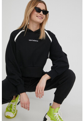 New Balance Памучен суичър WT21501BK дамска в черно с апликация - Pepit.bg
