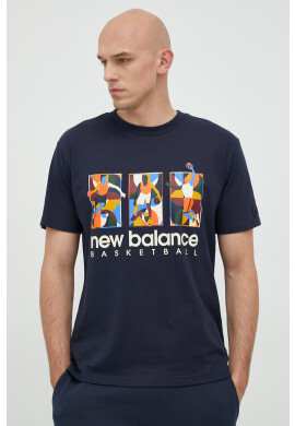 New Balance Памучна тениска в зелено с апликация - Pepit.bg