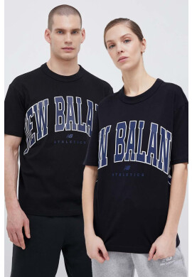 New Balance Памучна тениска в черно с принт - Pepit.bg