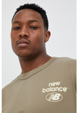 New Balance Памучна тениска в зелено - Pepit.bg