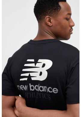 New Balance Памучна тениска в черно с принт - Pepit.bg