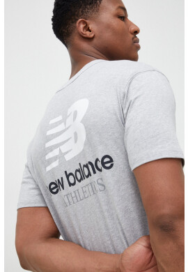 New Balance Памучна тениска в сиво с принт - Pepit.bg