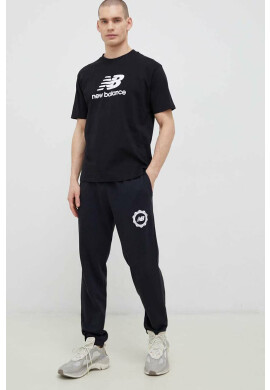 New Balance Памучна тениска в черно с десен - Pepit.bg