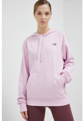 New Balance Суичър в лилаво с качулка с апликация - Pepit.bg