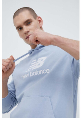New Balance Суичър в синьо с качулка с принт - Pepit.bg