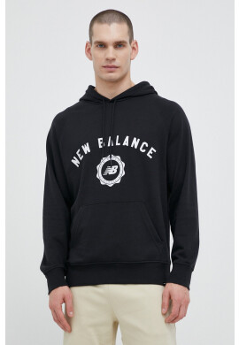 New Balance Суичър в черно с качулка с принт - Pepit.bg
