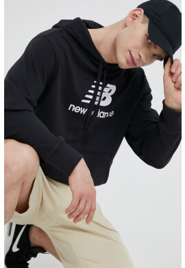 New Balance Суичър в черно с качулка с принт - Pepit.bg